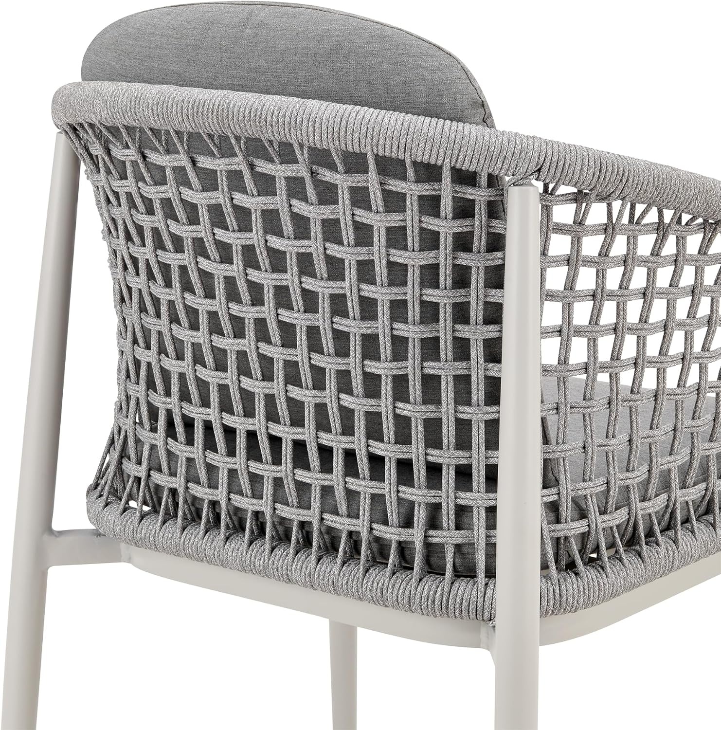 image:imageRhodes Outdoor Patio Dining Chair in Aluminum with Light Gray Rope and Cushions Set of 2