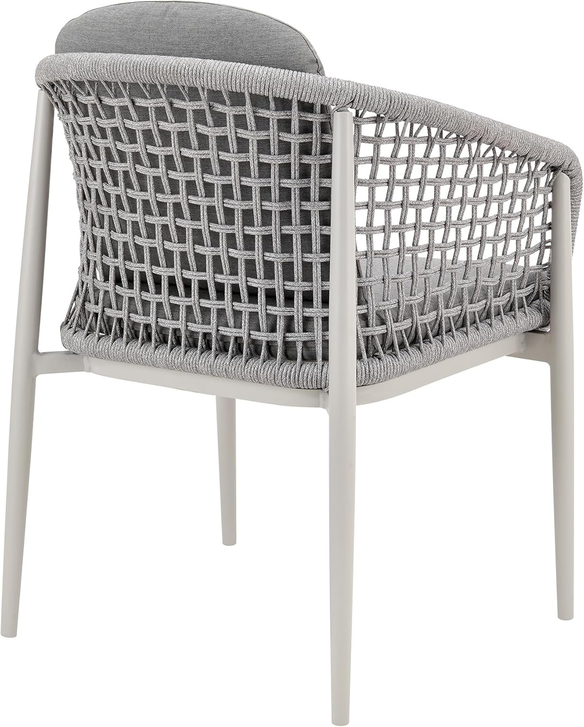 image:imageRhodes Outdoor Patio Dining Chair in Aluminum with Light Gray Rope and Cushions Set of 2