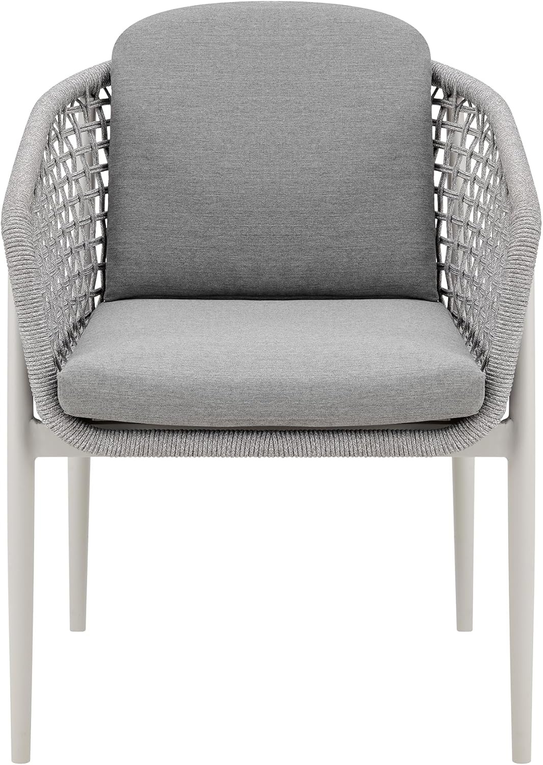 image:imageRhodes Outdoor Patio Dining Chair in Aluminum with Light Gray Rope and Cushions Set of 2