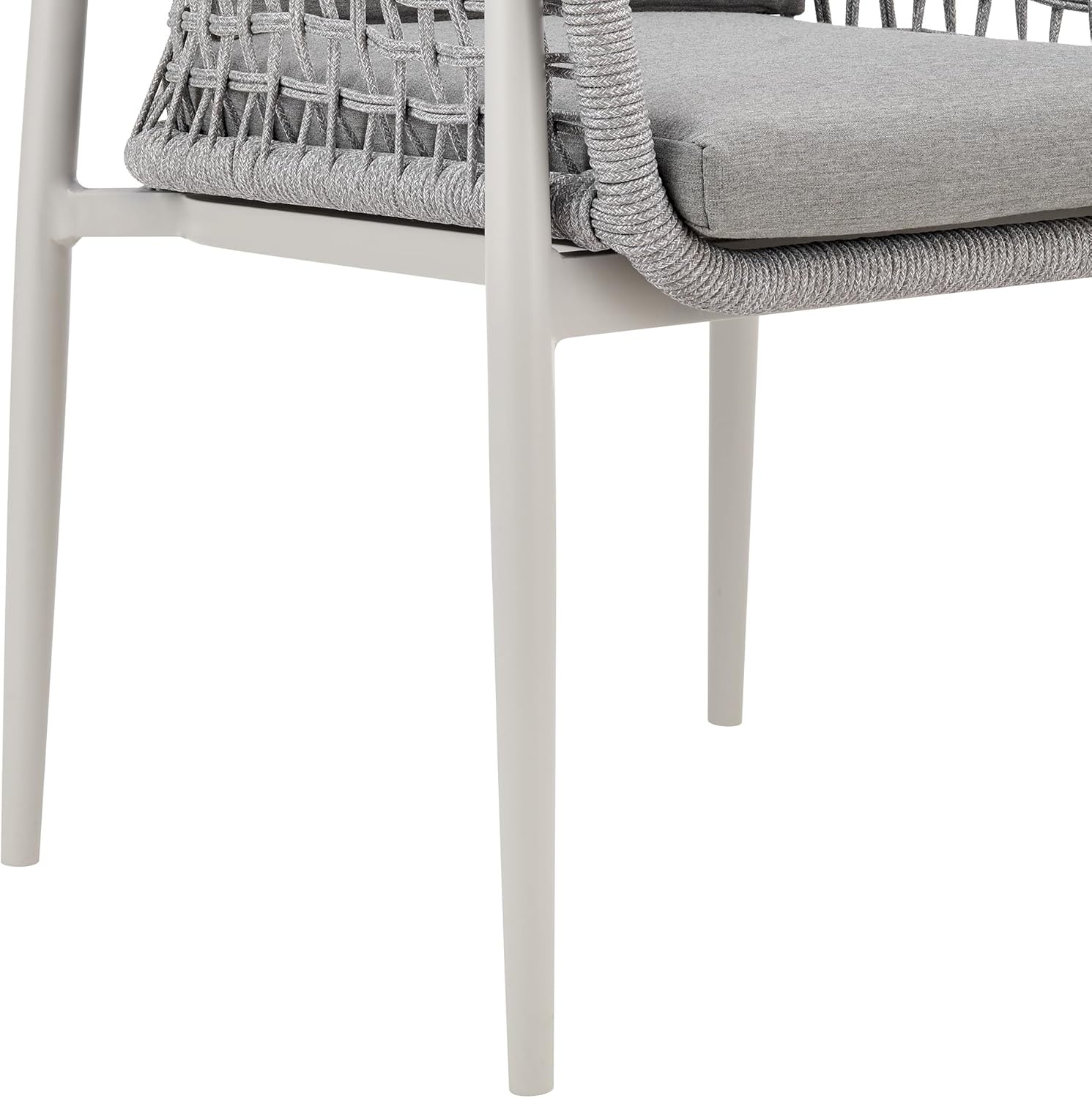image:imageRhodes Outdoor Patio Dining Chair in Aluminum with Light Gray Rope and Cushions Set of 2
