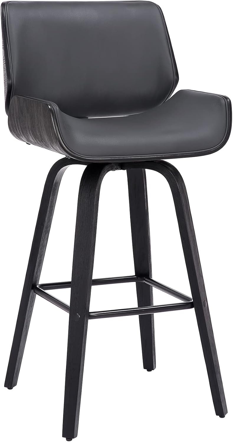 image:imageTyler Modern Counter Height Swivel Bar Stool with White Wash Finished Wood and Vintage Brown Upholstery Set of 4GrayBlack