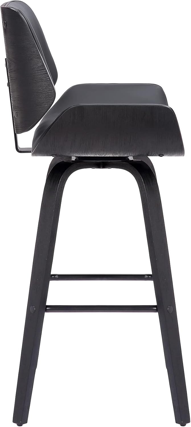 image:imageTyler Modern Counter Height Swivel Bar Stool with White Wash Finished Wood and Vintage Brown Upholstery Set of 4GrayBlack