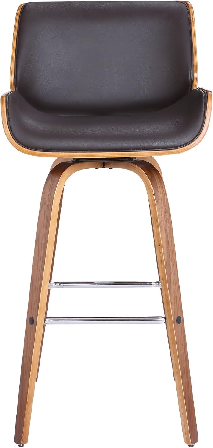 image:imageTyler Modern Swivel Bar Stool with White Wash Finished Wood and Vintage Brown Upholstery Set of 2BrownWalnut
