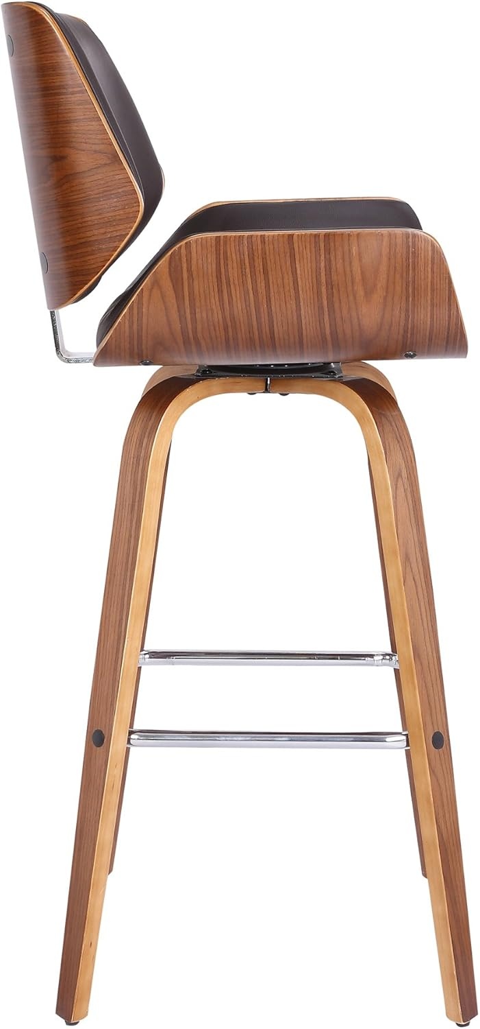 image:imageTyler Modern Swivel Bar Stool with White Wash Finished Wood and Vintage Brown Upholstery Set of 2BrownWalnut