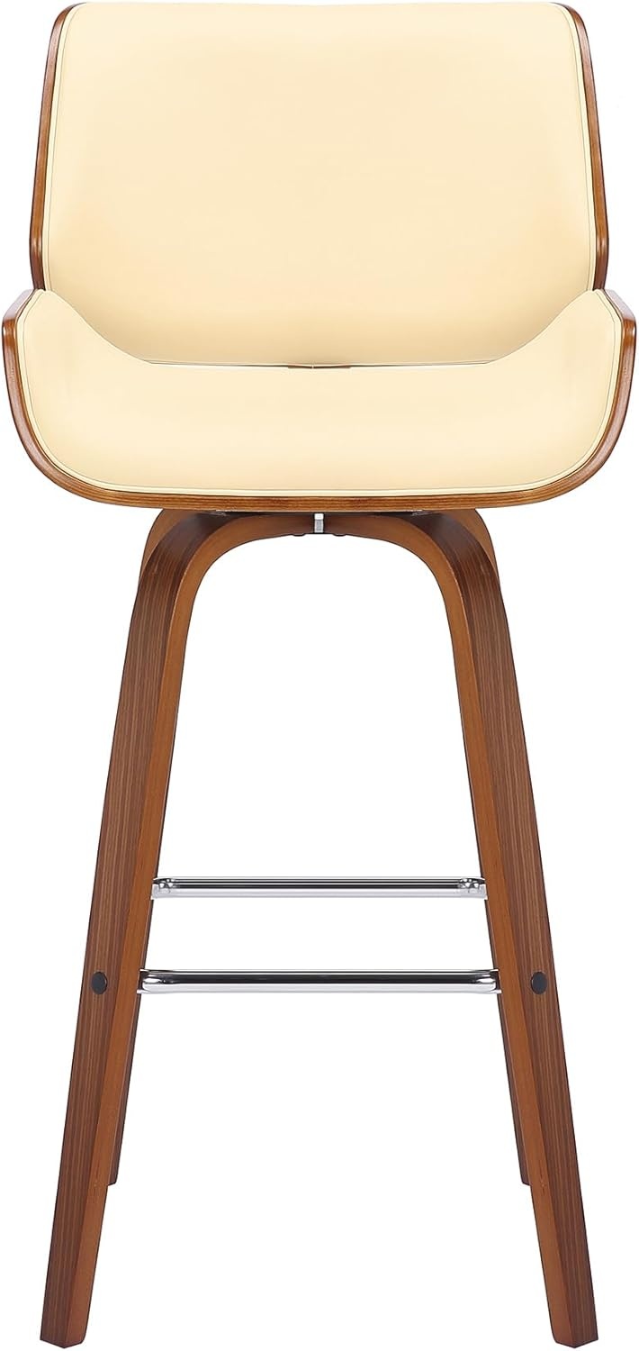 image:imageTyler Modern Swivel Bar Stool with White Wash Finished Wood and Vintage Brown Upholstery Set of 2CreamWalnut