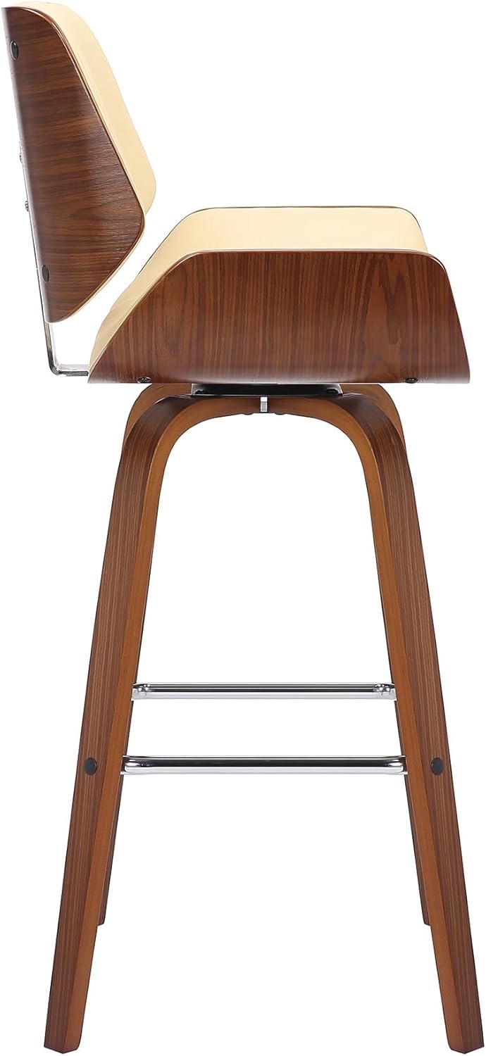 image:imageTyler Modern Swivel Bar Stool with White Wash Finished Wood and Vintage Brown Upholstery Set of 2CreamWalnut