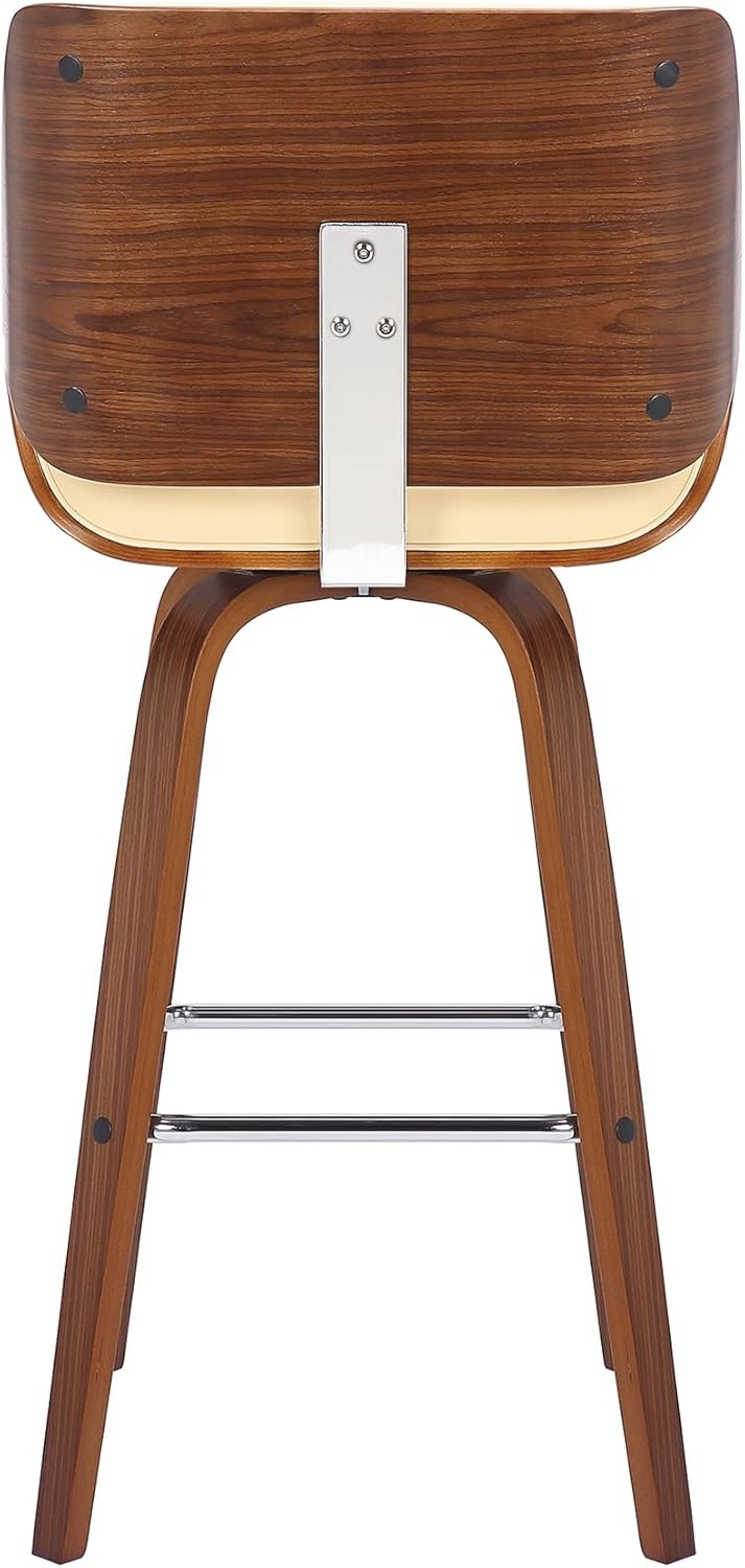 image:imageTyler Modern Swivel Bar Stool with White Wash Finished Wood and Vintage Brown Upholstery Set of 2CreamWalnut