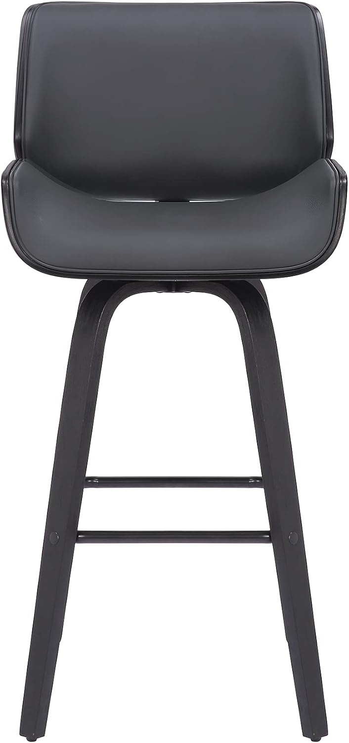 image:imageTyler Modern Swivel Bar Stool with White Wash Finished Wood and Vintage Brown Upholstery Set of 2GrayBlack