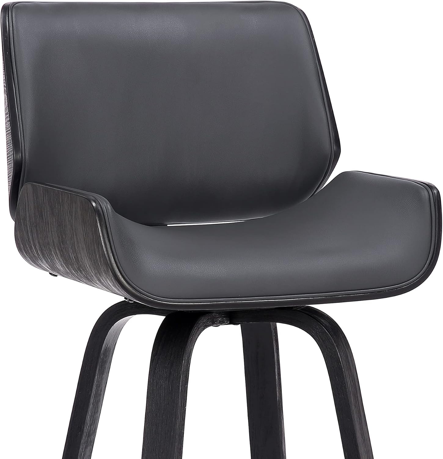 image:imageTyler Modern Swivel Bar Stool with White Wash Finished Wood and Vintage Brown Upholstery Set of 2GrayBlack