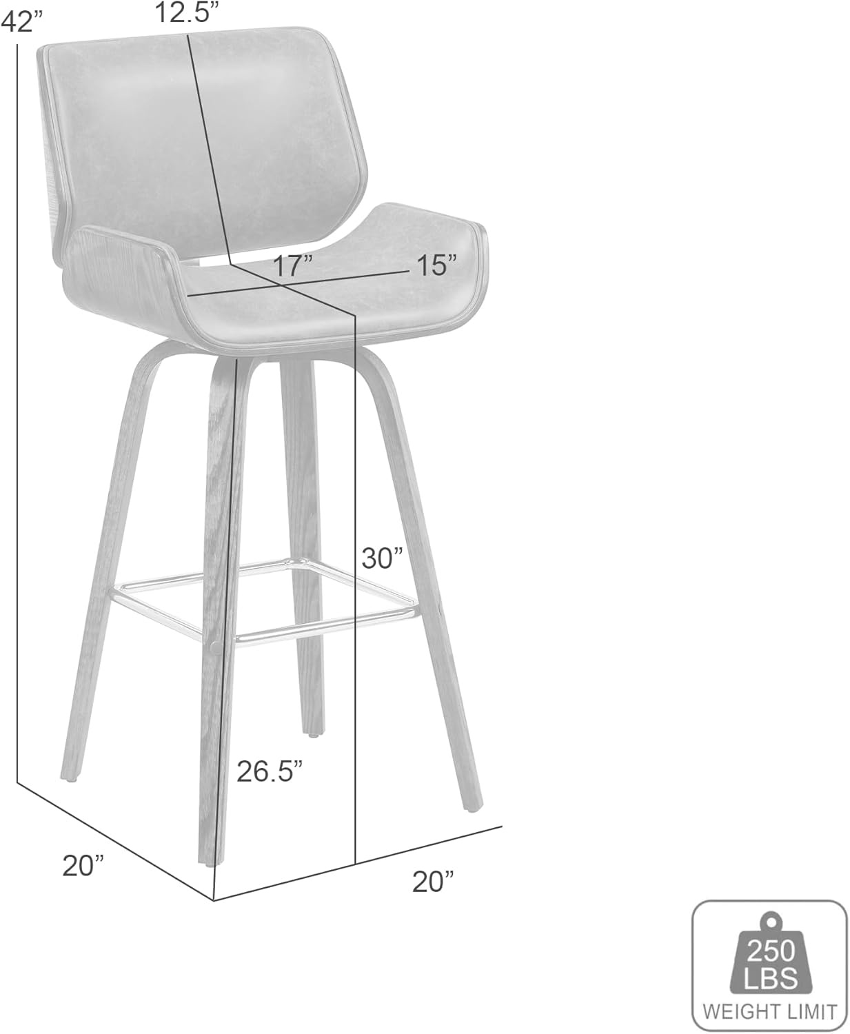 image:imageTyler Modern Swivel Bar Stool with White Wash Finished Wood and Vintage Brown Upholstery Set of 2Vintage GreenNatural
