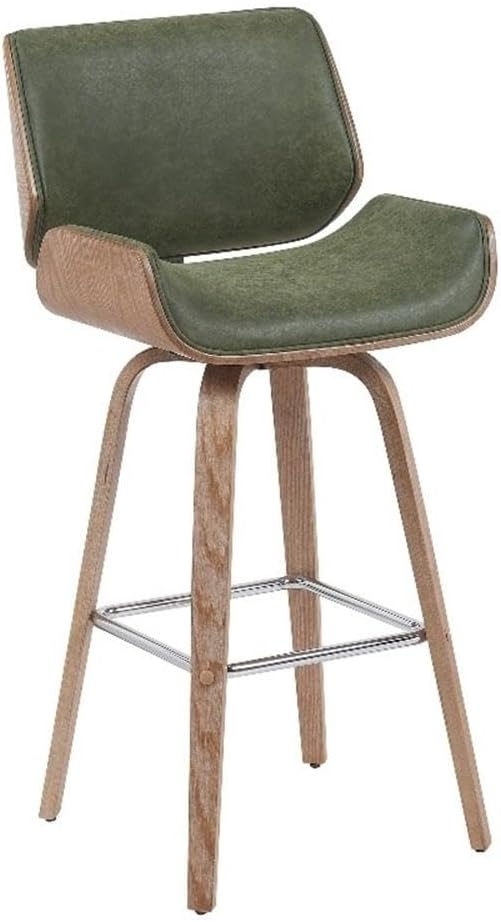 image:imageTyler Modern Swivel Bar Stool with White Wash Finished Wood and Vintage Brown Upholstery Set of 2Vintage GreenNatural