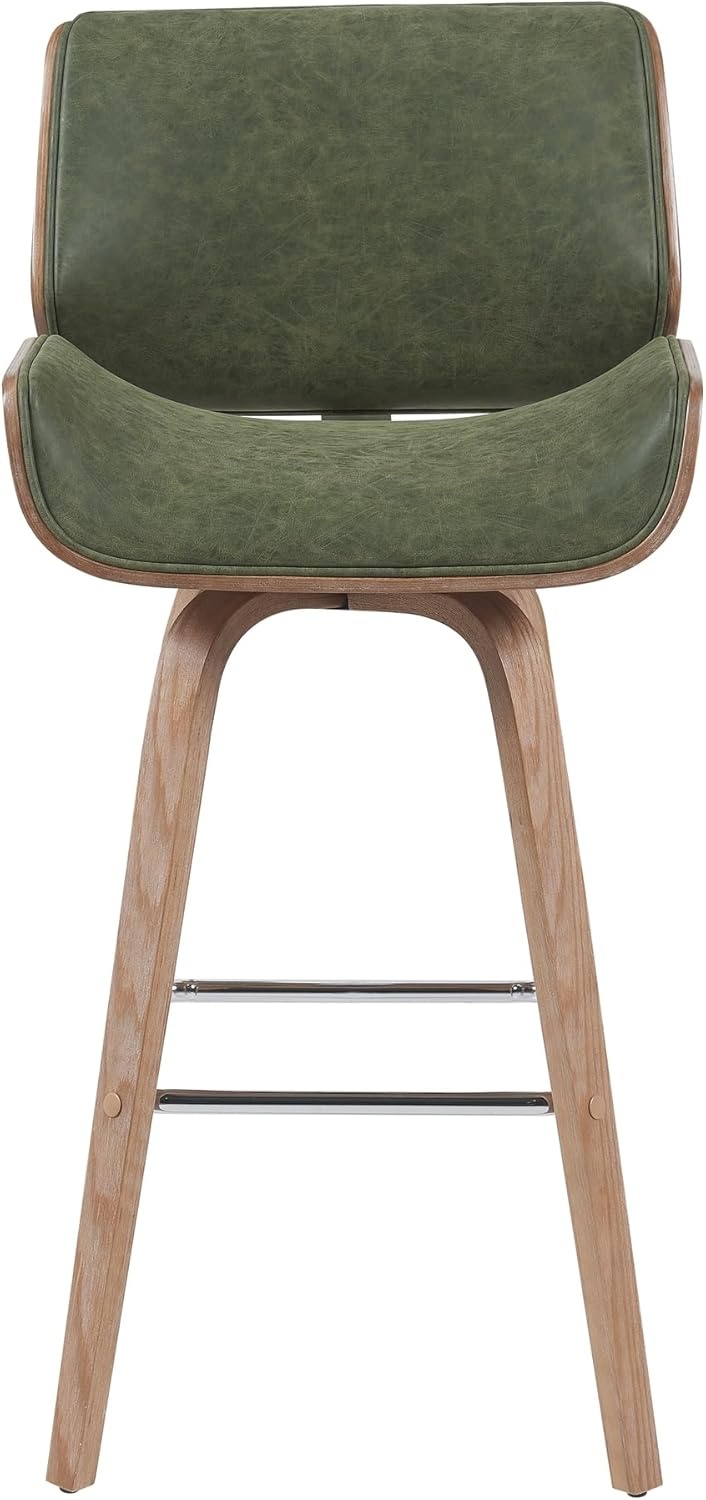 image:imageTyler Modern Swivel Bar Stool with White Wash Finished Wood and Vintage Brown Upholstery Set of 2Vintage GreenNatural