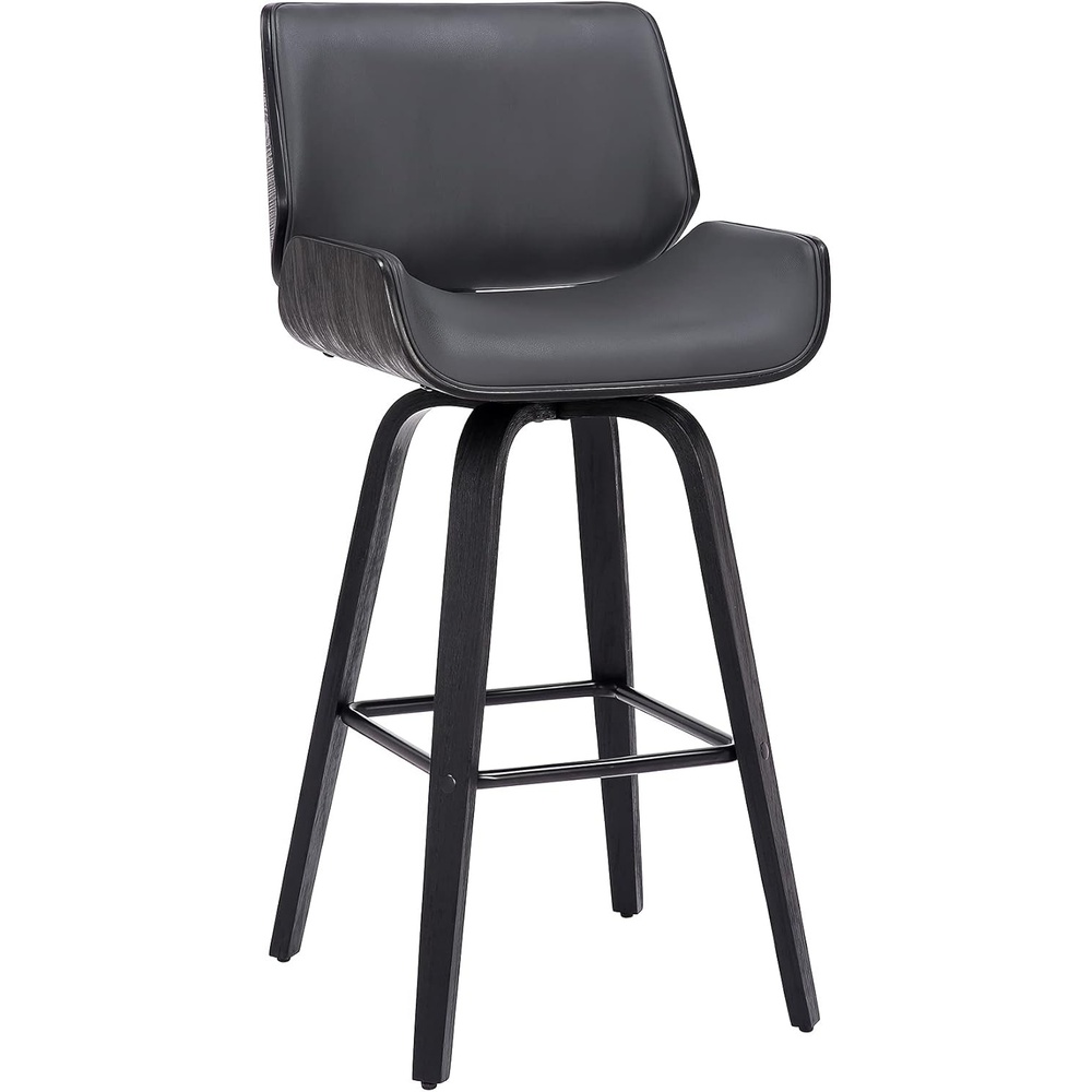 image:imageTyler Modern Swivel Bar Stool with White Wash Finished Wood and Vintage Brown Upholstery Set of 2GrayBlack