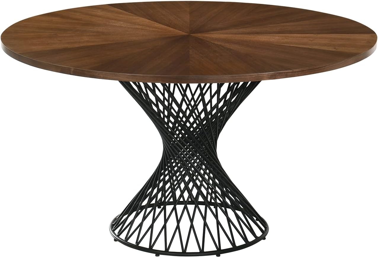image:imageArmen Living Cirque Jackie 5Piece Wood Dining Table amp Chair Set in WalnutGrayBrown