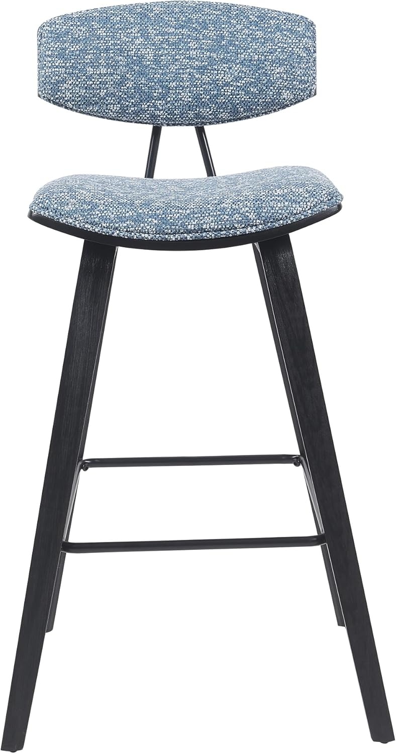 image:imageFox Modern Counter Height Bar Stool with Speckled Blue Upholstered Seat and Black Brushed Wood Frame Set of 2Blue FabricBlack