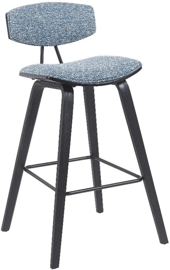 image:imageFox Modern Counter Height Bar Stool with Speckled Blue Upholstered Seat and Black Brushed Wood Frame Set of 2Blue FabricBlack