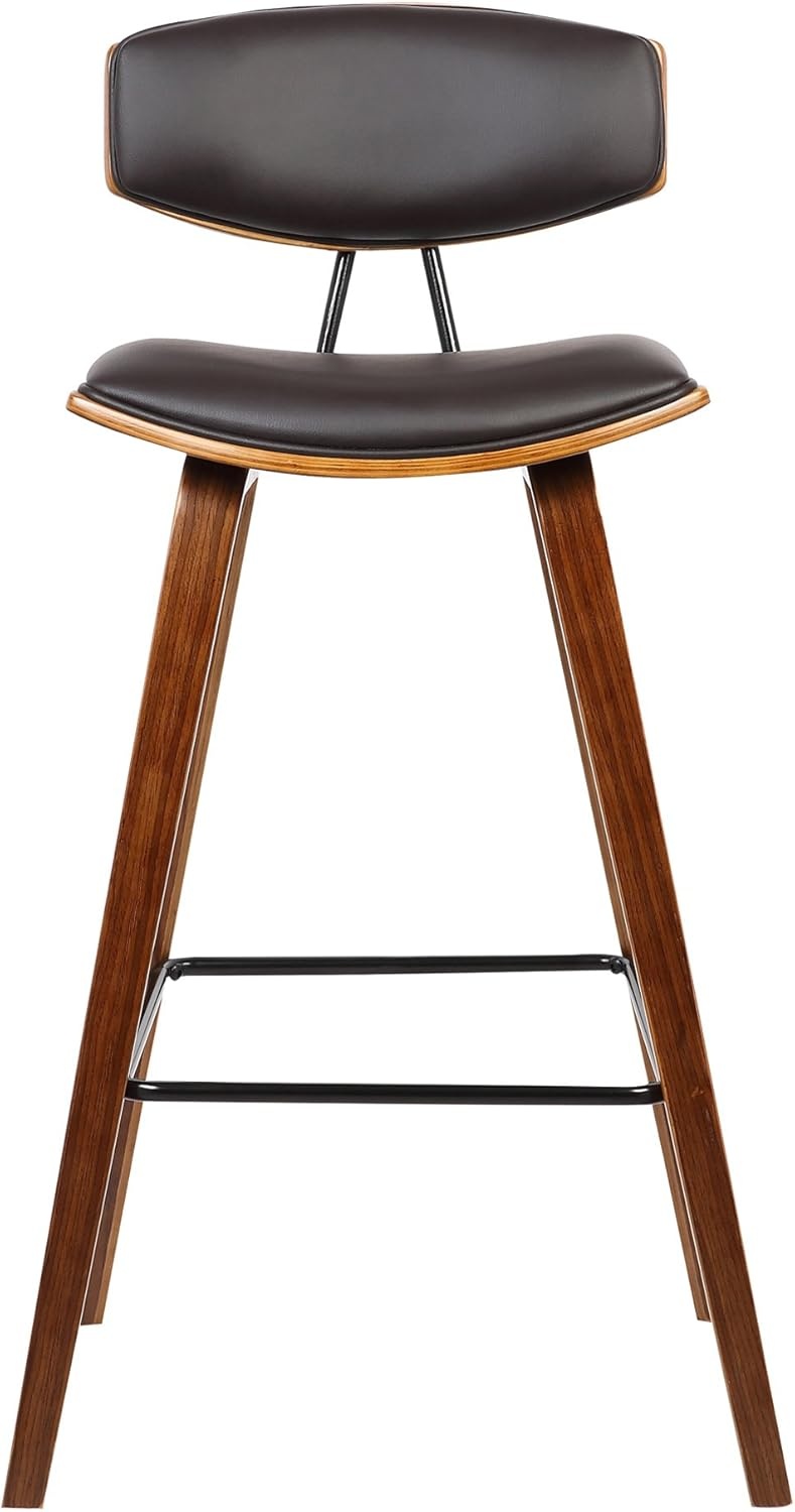 image:imageFox Modern Counter Height Bar Stool with Speckled Blue Upholstered Seat and Black Brushed Wood Frame Set of 2Brown Faux LeatherWalnut