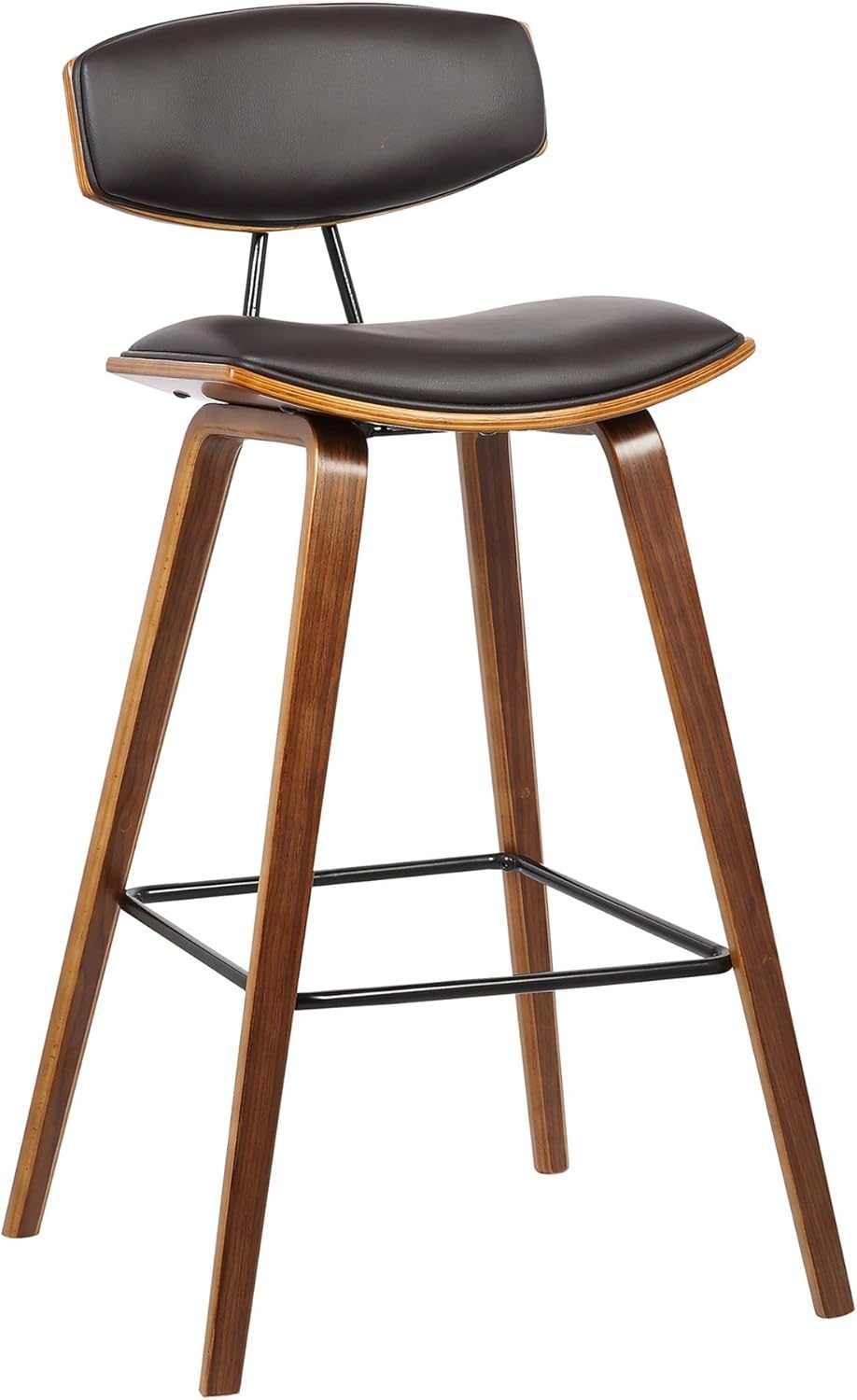 image:imageFox Modern Counter Height Bar Stool with Speckled Blue Upholstered Seat and Black Brushed Wood Frame Set of 2Brown Faux LeatherWalnut