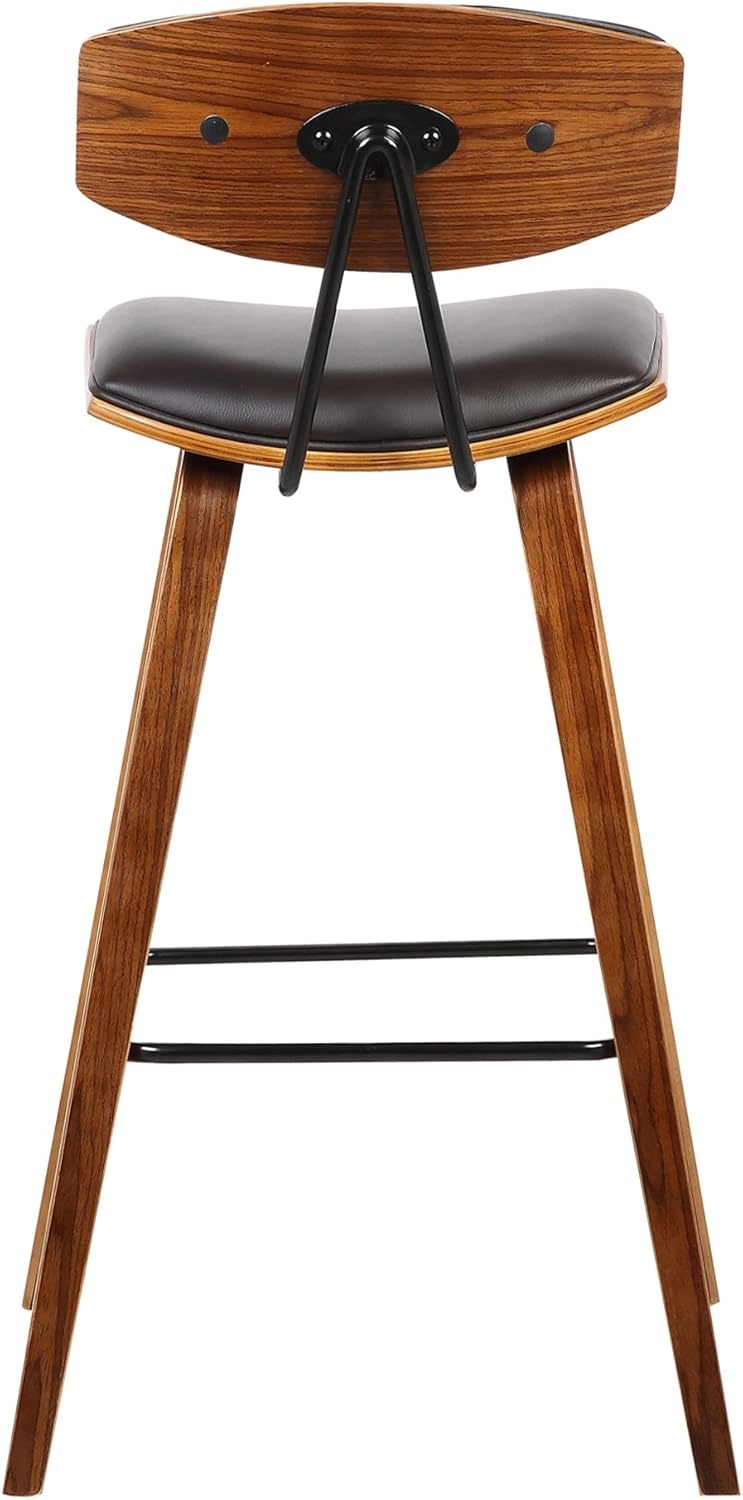 image:imageFox Modern Counter Height Bar Stool with Speckled Blue Upholstered Seat and Black Brushed Wood Frame Set of 2Brown Faux LeatherWalnut