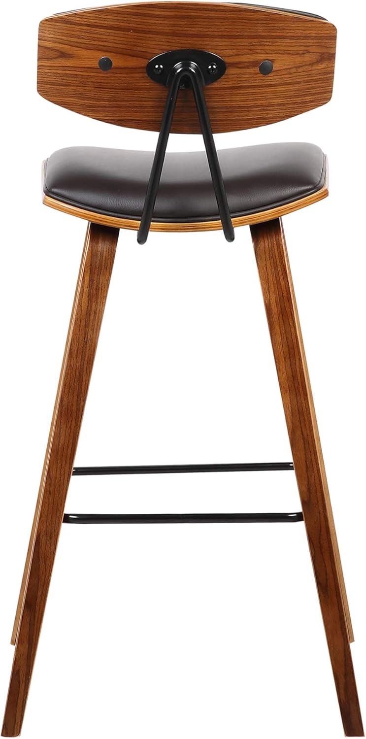 image:imageFox Modern Counter Height Bar Stool with Speckled Blue Upholstered Seat and Black Brushed Wood Frame Set of 2Brown Faux LeatherWalnut