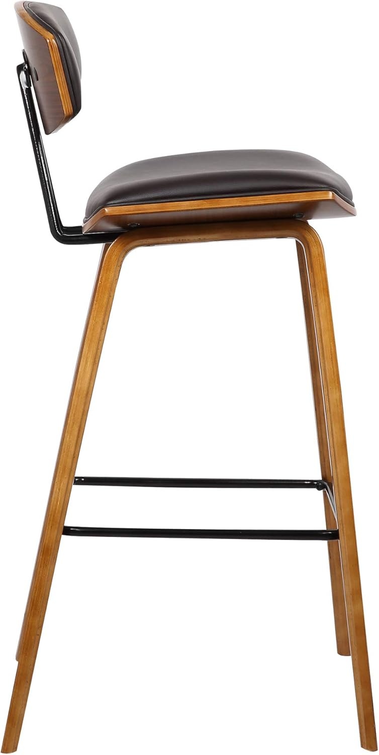 image:imageFox Modern Counter Height Bar Stool with Speckled Blue Upholstered Seat and Black Brushed Wood Frame Set of 2Brown Faux LeatherWalnut