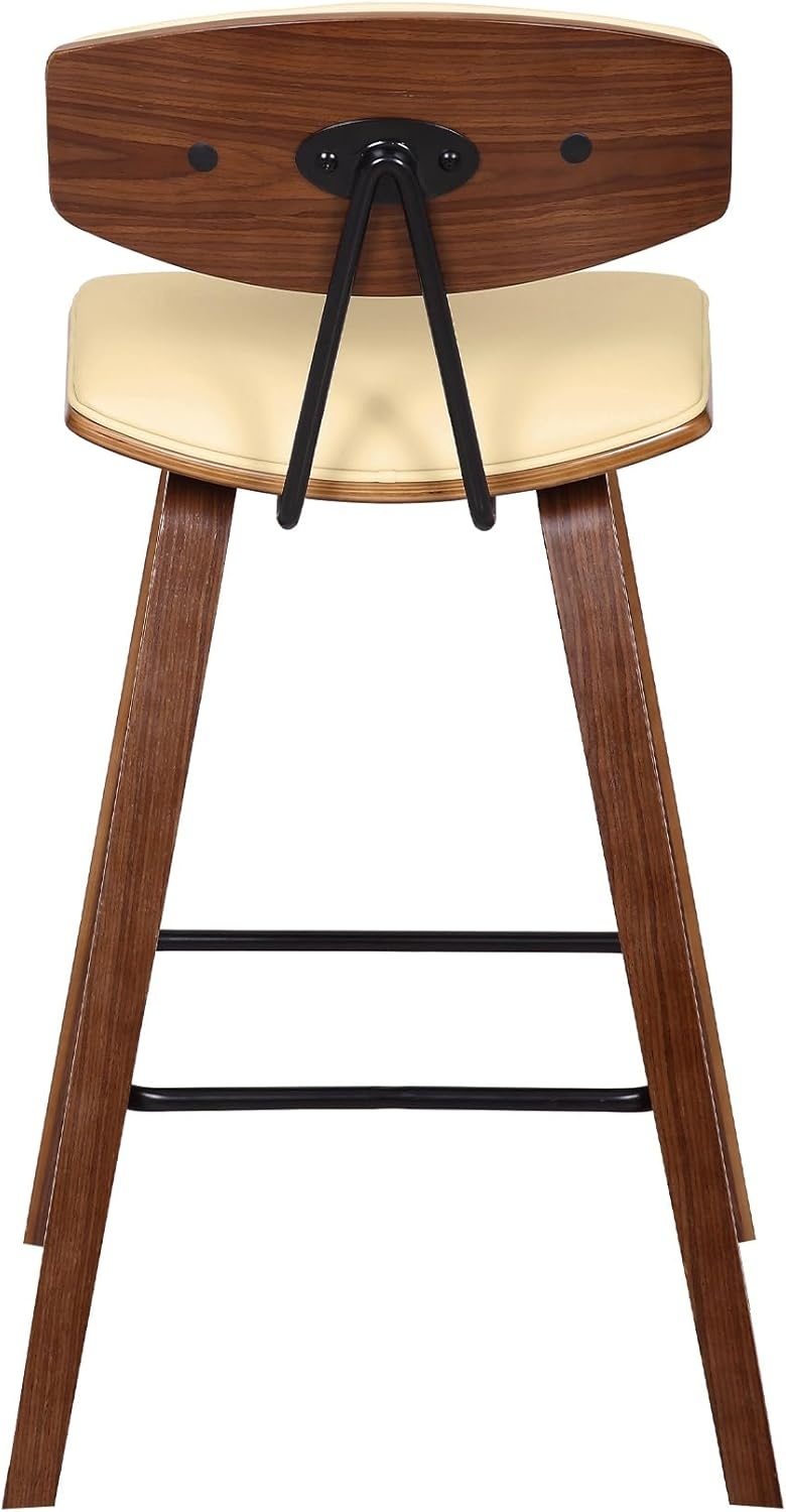 image:imageFox Modern Counter Height Bar Stool with Speckled Blue Upholstered Seat and Black Brushed Wood Frame Set of 2Cream Faux LeatherWalnut