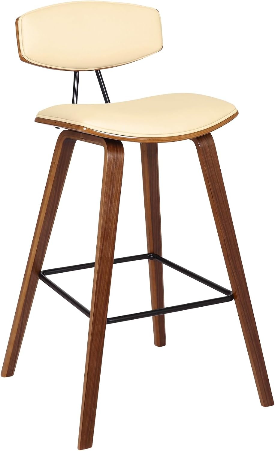 image:imageFox Modern Counter Height Bar Stool with Speckled Blue Upholstered Seat and Black Brushed Wood Frame Set of 2Cream Faux LeatherWalnut