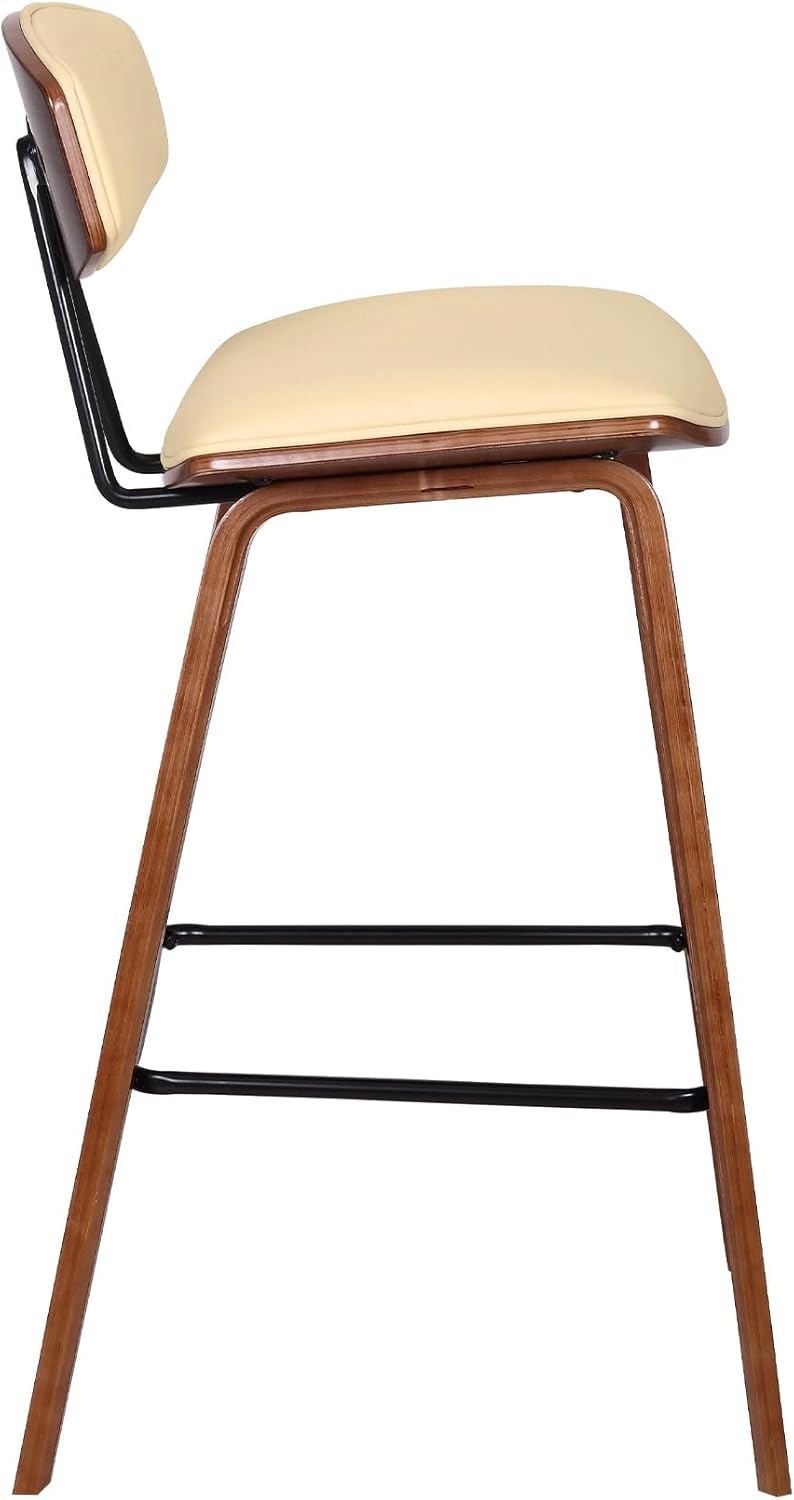 image:imageFox Modern Counter Height Bar Stool with Speckled Blue Upholstered Seat and Black Brushed Wood Frame Set of 2Cream Faux LeatherWalnut