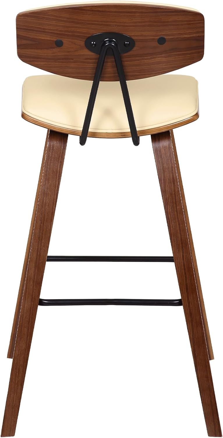 image:imageFox Modern Counter Height Bar Stool with Speckled Blue Upholstered Seat and Black Brushed Wood Frame Set of 2Cream Faux LeatherWalnut