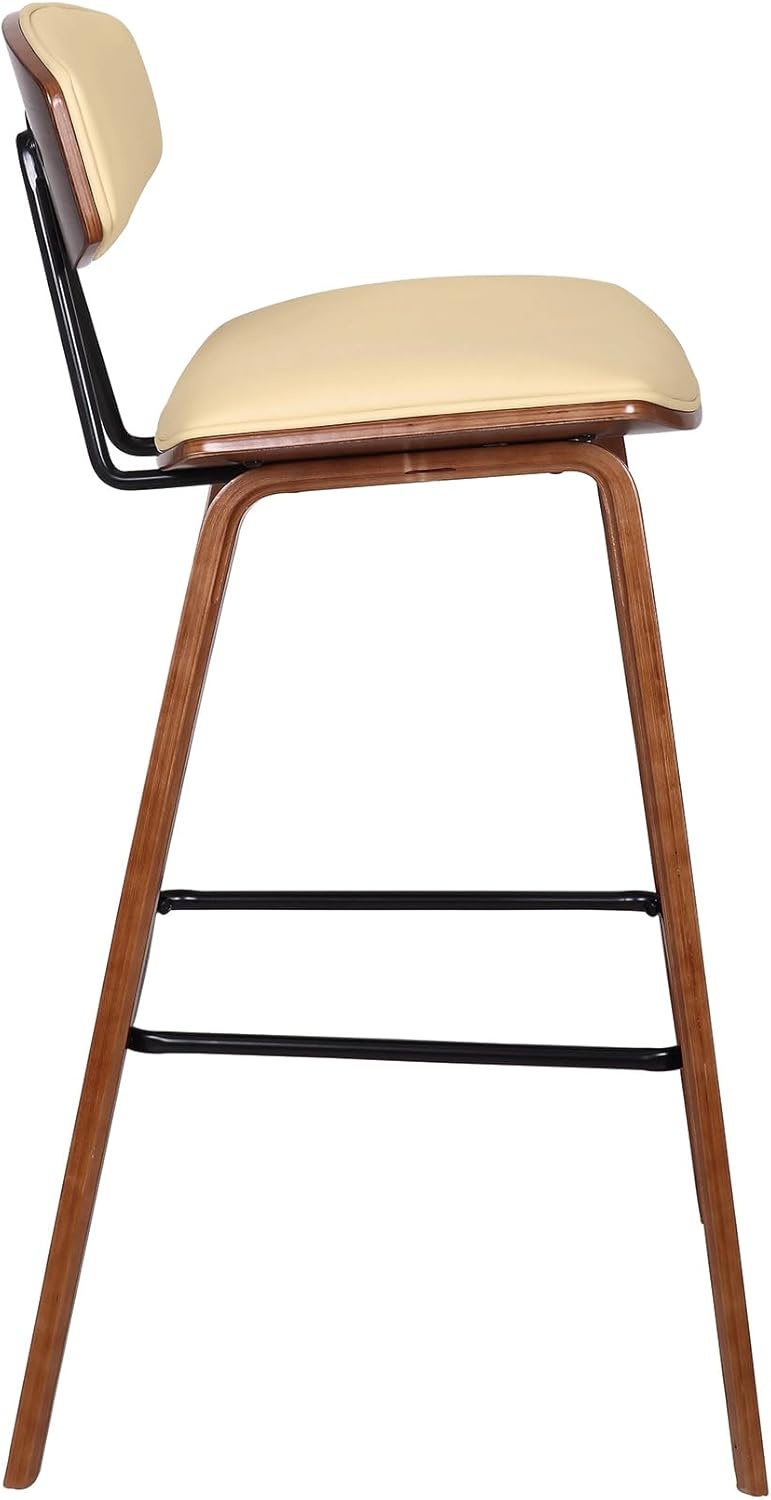 image:imageFox Modern Counter Height Bar Stool with Speckled Blue Upholstered Seat and Black Brushed Wood Frame Set of 2Cream Faux LeatherWalnut
