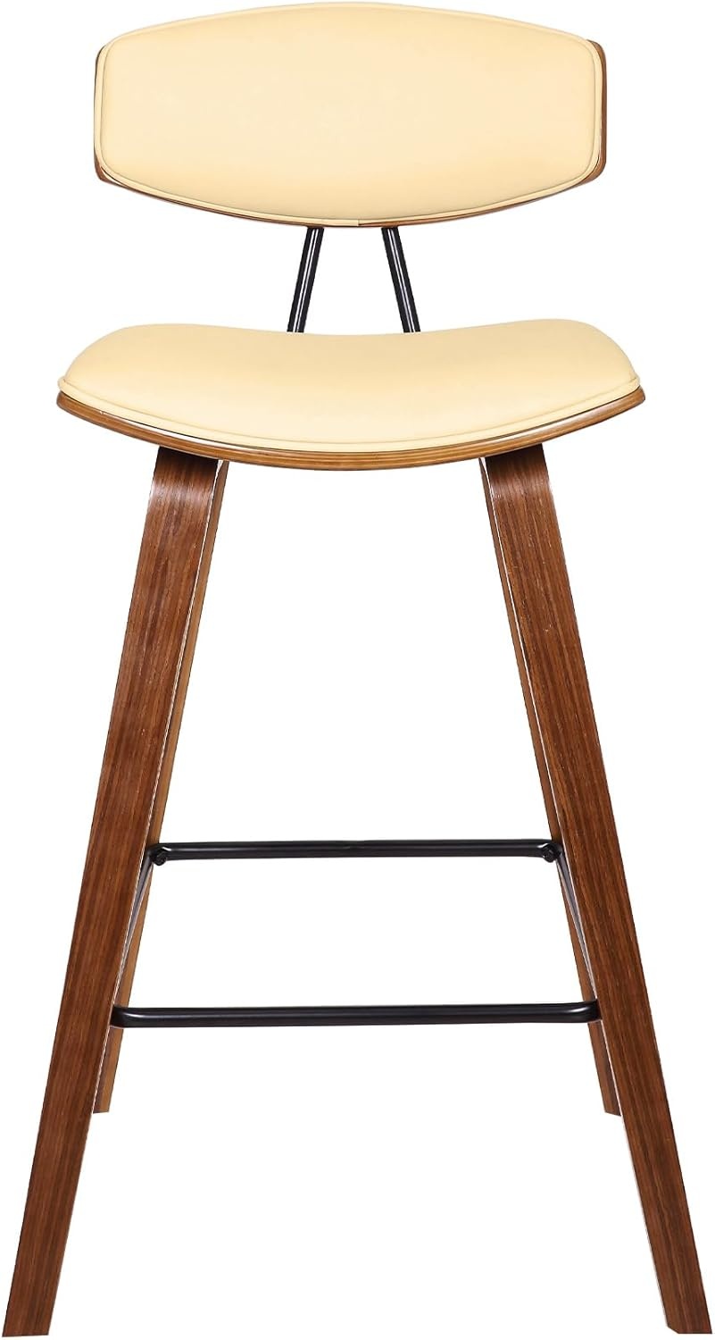 image:imageFox Modern Counter Height Bar Stool with Speckled Blue Upholstered Seat and Black Brushed Wood Frame Set of 2Cream Faux LeatherWalnut