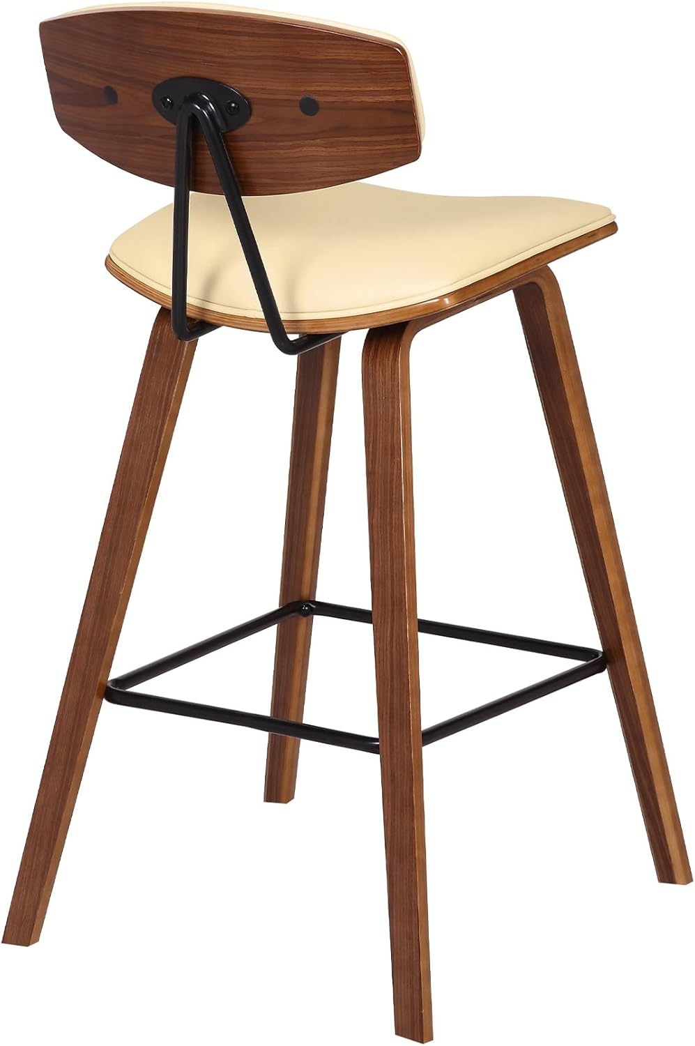 image:imageFox Modern Counter Height Bar Stool with Speckled Blue Upholstered Seat and Black Brushed Wood Frame Set of 2Cream Faux LeatherWalnut