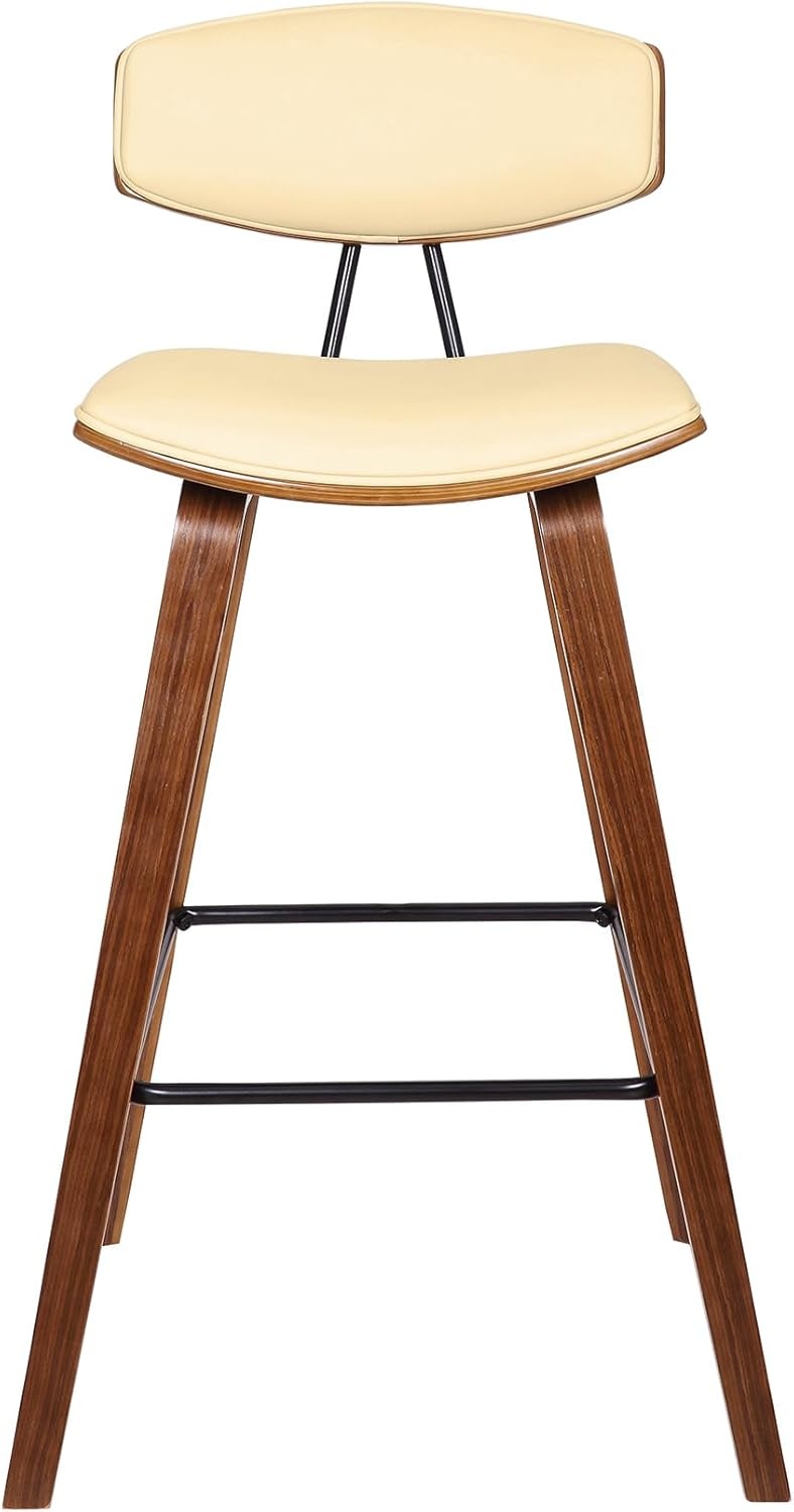 image:imageFox Modern Counter Height Bar Stool with Speckled Blue Upholstered Seat and Black Brushed Wood Frame Set of 2Cream Faux LeatherWalnut