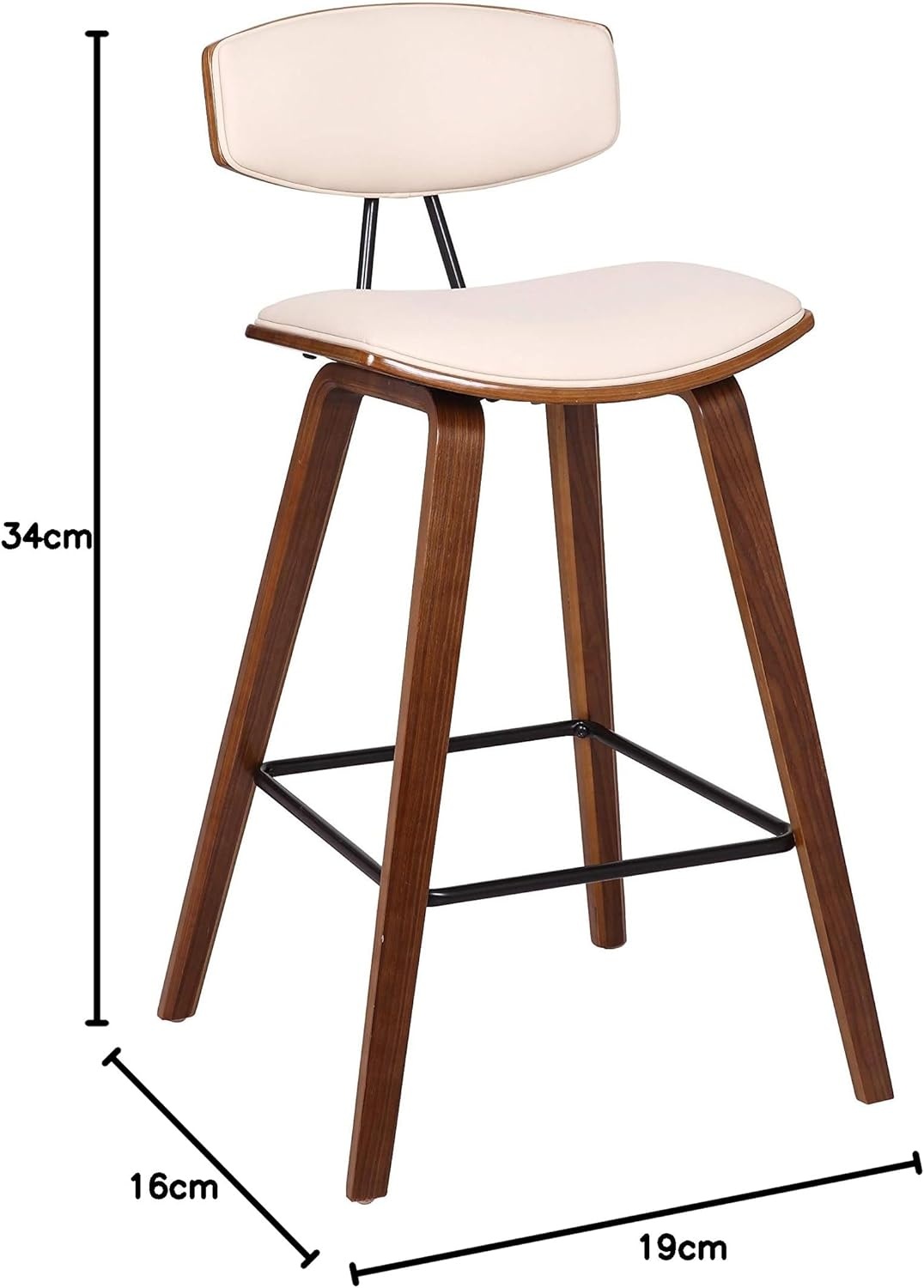 image:imageFox Modern Counter Height Bar Stool with Speckled Blue Upholstered Seat and Black Brushed Wood Frame Set of 2Cream Faux LeatherWalnut