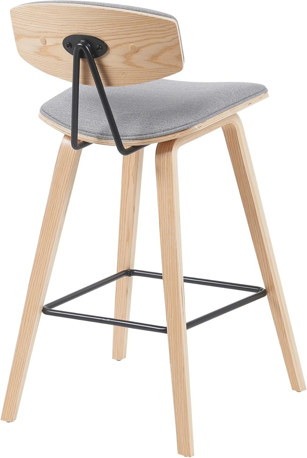 image:imageFox Modern Counter Height Bar Stool with Speckled Blue Upholstered Seat and Black Brushed Wood Frame Set of 2Gray FabricOak