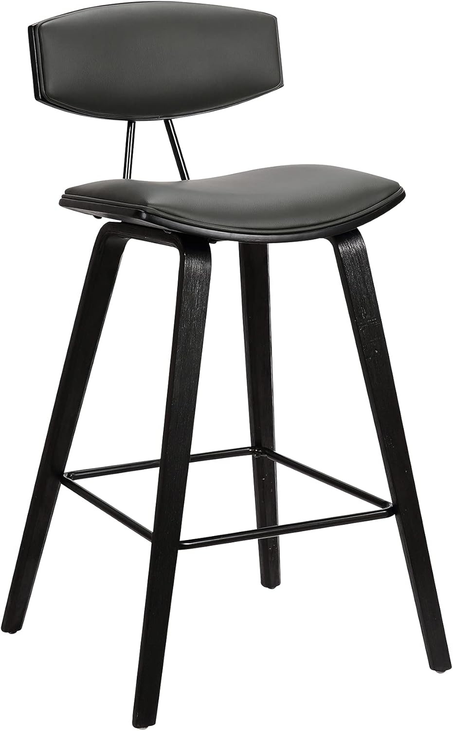 image:imageFox Modern Counter Height Bar Stool with Speckled Blue Upholstered Seat and Black Brushed Wood Frame Set of 2Gray Faux LeatherBlack