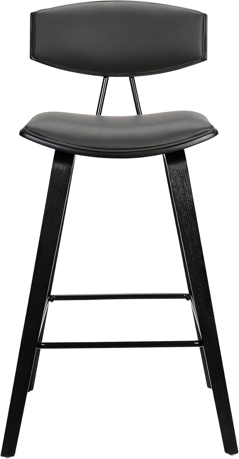 image:imageFox Modern Counter Height Bar Stool with Speckled Blue Upholstered Seat and Black Brushed Wood Frame Set of 2Gray Faux LeatherBlack