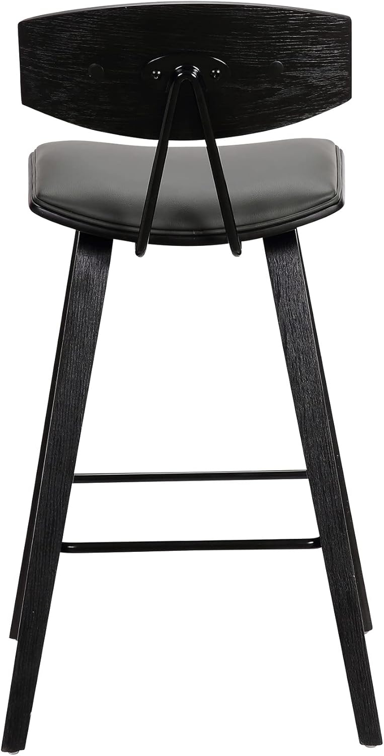 image:imageFox Modern Counter Height Bar Stool with Speckled Blue Upholstered Seat and Black Brushed Wood Frame Set of 2Gray Faux LeatherBlack