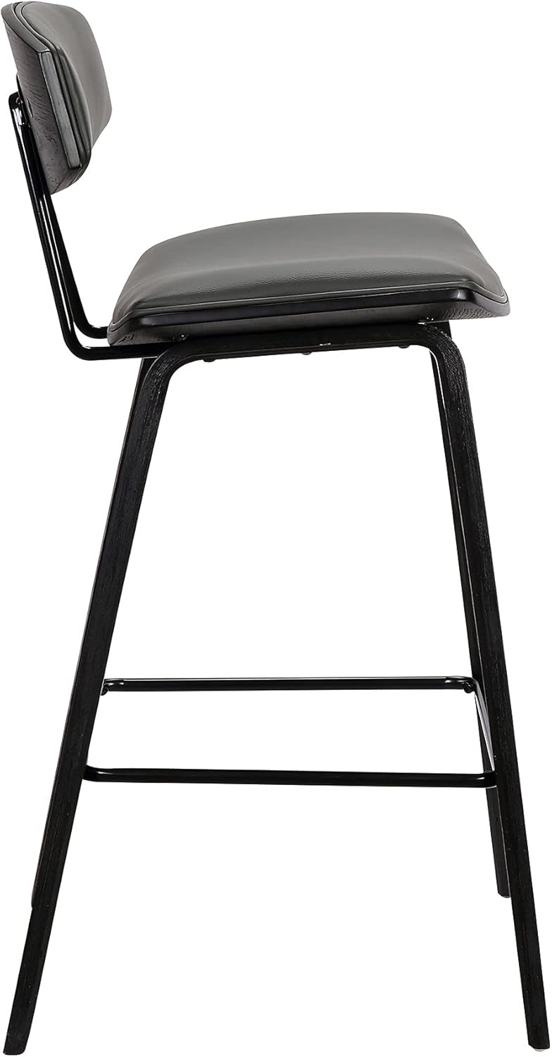 image:imageFox Modern Counter Height Bar Stool with Speckled Blue Upholstered Seat and Black Brushed Wood Frame Set of 2Gray Faux LeatherBlack
