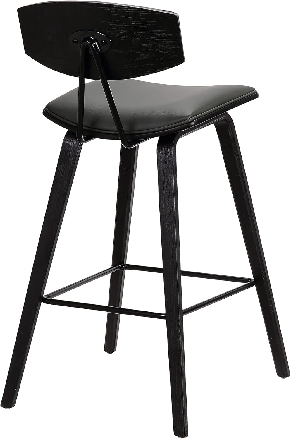 image:imageFox Modern Counter Height Bar Stool with Speckled Blue Upholstered Seat and Black Brushed Wood Frame Set of 2Gray Faux LeatherBlack