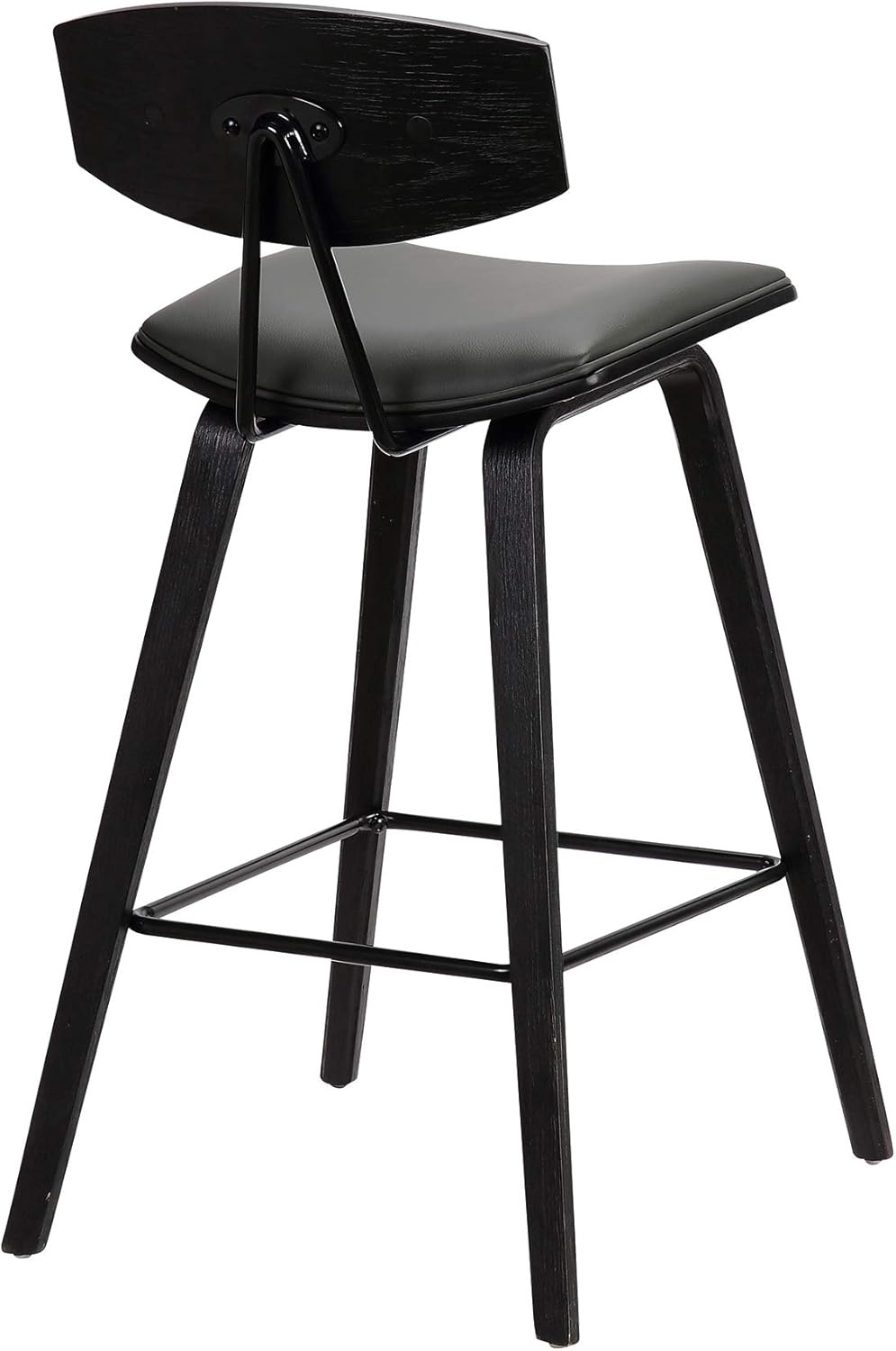 image:imageFox Modern Counter Height Bar Stool with Speckled Blue Upholstered Seat and Black Brushed Wood Frame Set of 2Gray Faux LeatherBlack