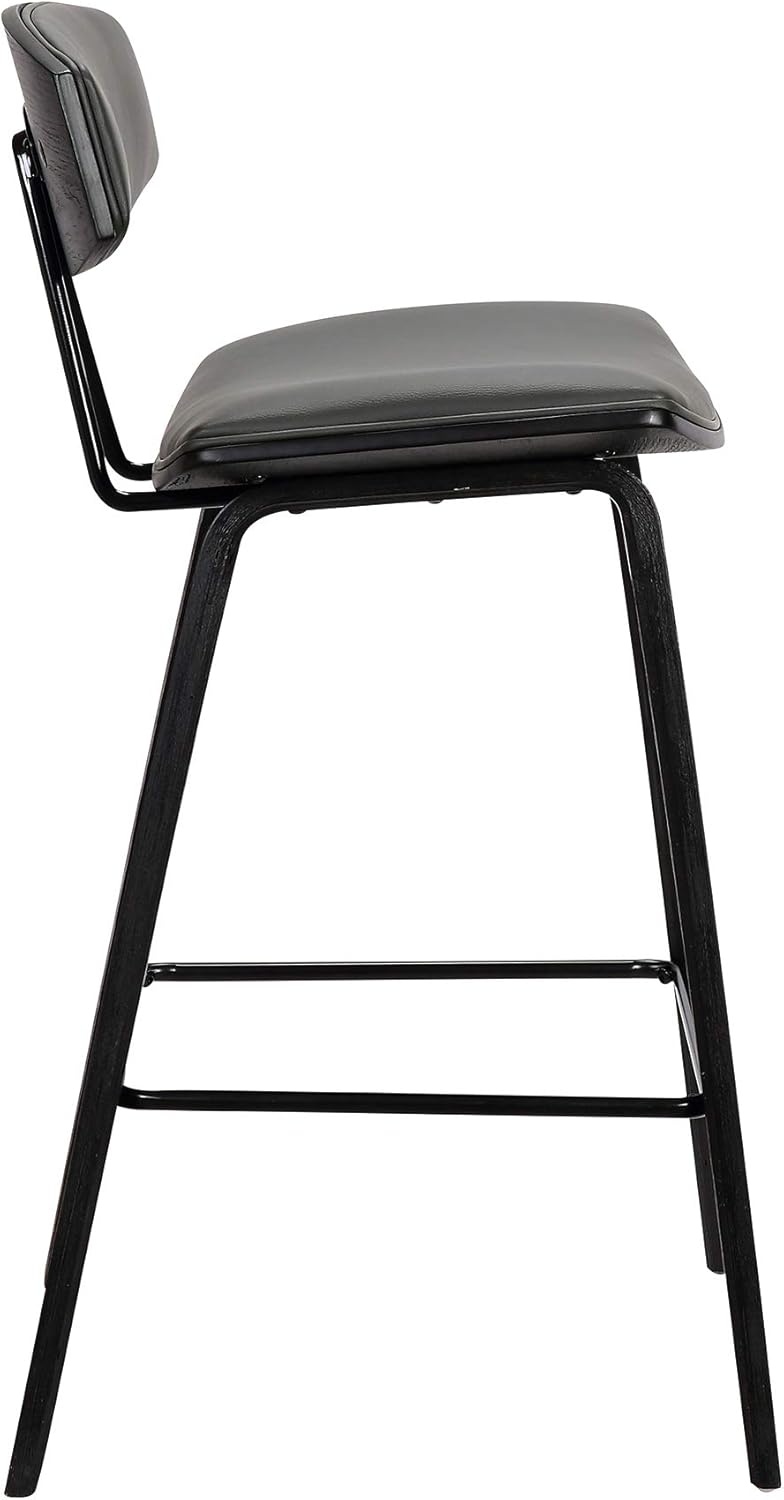 image:imageFox Modern Counter Height Bar Stool with Speckled Blue Upholstered Seat and Black Brushed Wood Frame Set of 2Gray Faux LeatherBlack