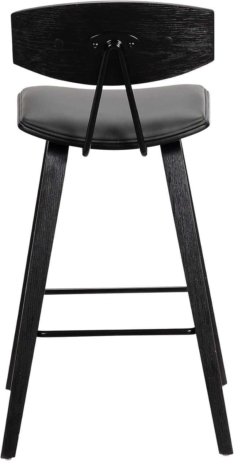 image:imageFox Modern Counter Height Bar Stool with Speckled Blue Upholstered Seat and Black Brushed Wood Frame Set of 2Gray Faux LeatherBlack