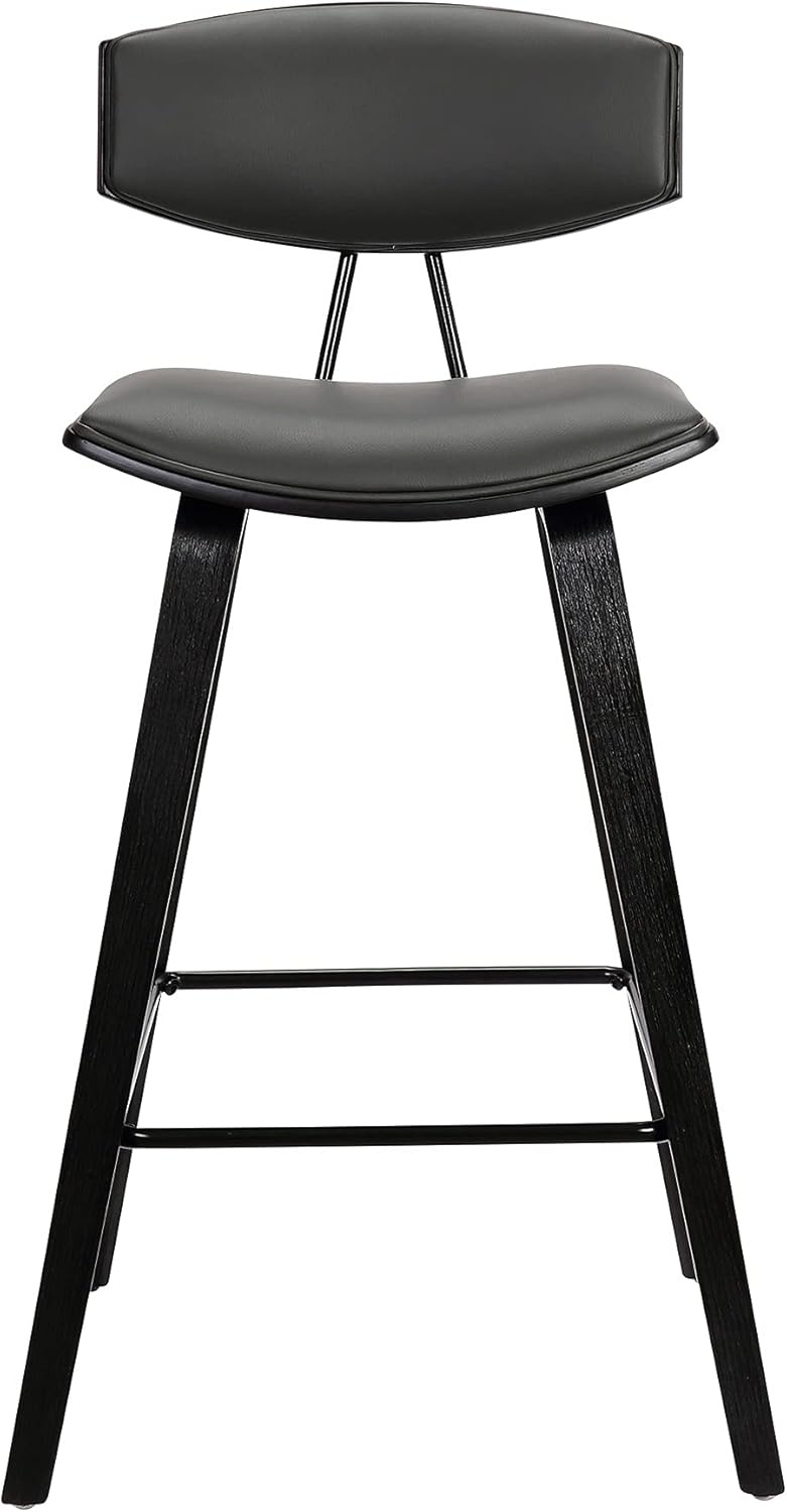 image:imageFox Modern Counter Height Bar Stool with Speckled Blue Upholstered Seat and Black Brushed Wood Frame Set of 2Gray Faux LeatherBlack