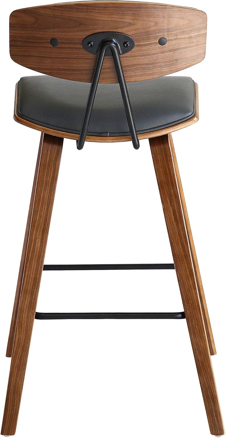 image:imageFox Modern Counter Height Bar Stool with Speckled Blue Upholstered Seat and Black Brushed Wood Frame Set of 2Gray Faux LeatherWalnut