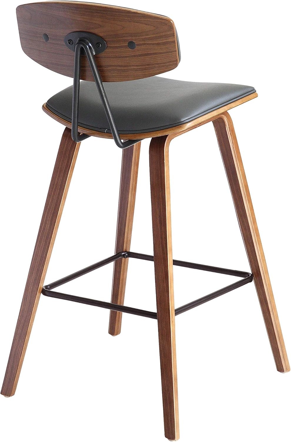 image:imageFox Modern Counter Height Bar Stool with Speckled Blue Upholstered Seat and Black Brushed Wood Frame Set of 2Gray Faux LeatherWalnut
