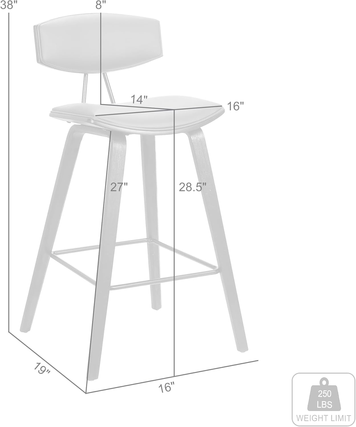 image:imageFox Modern Counter Height Bar Stool with Speckled Blue Upholstered Seat and Black Brushed Wood Frame Set of 2Gray Faux LeatherWalnut