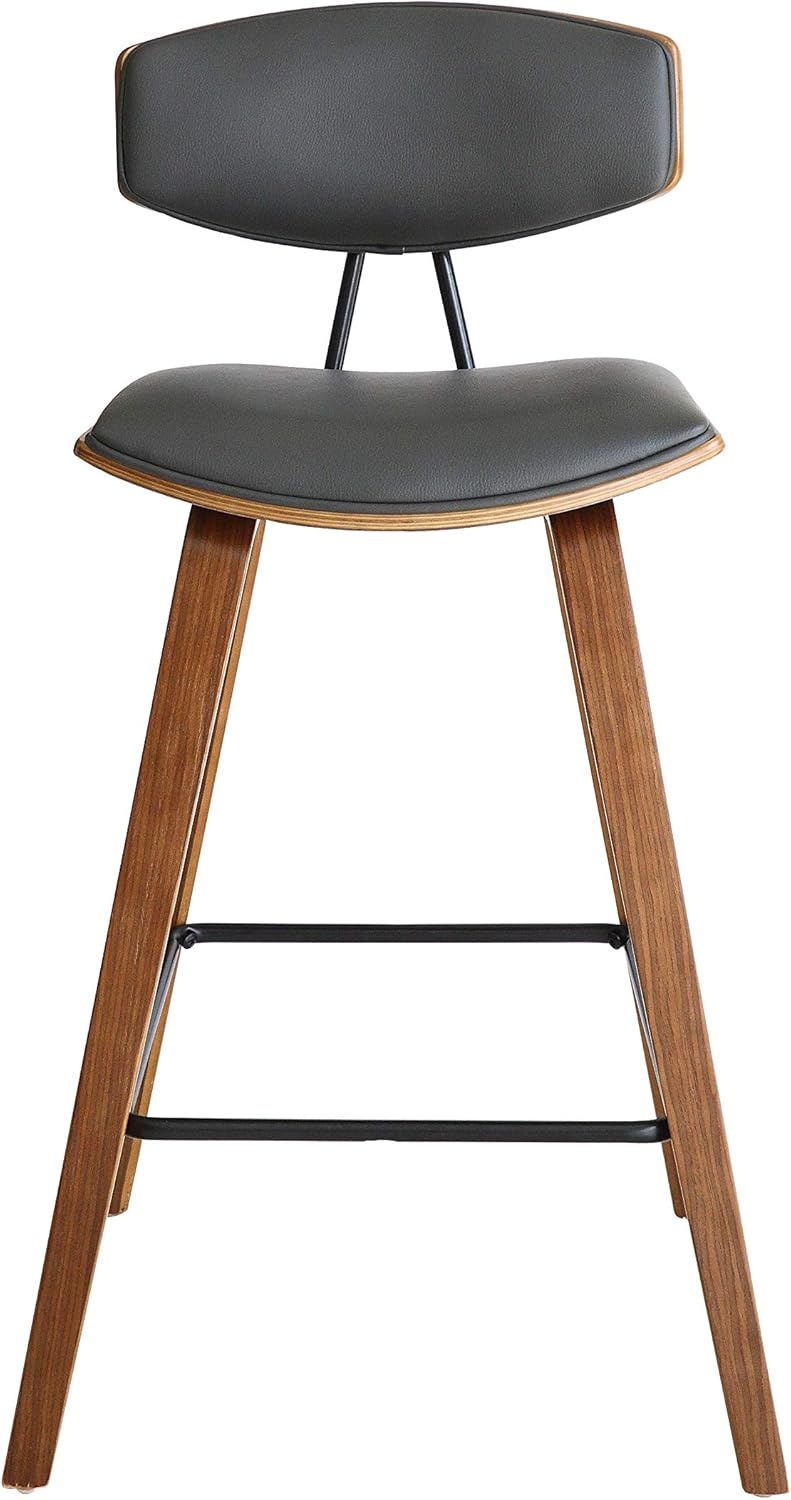 image:imageFox Modern Counter Height Bar Stool with Speckled Blue Upholstered Seat and Black Brushed Wood Frame Set of 2Gray Faux LeatherWalnut