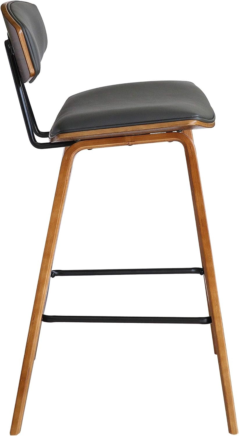 image:imageFox Modern Counter Height Bar Stool with Speckled Blue Upholstered Seat and Black Brushed Wood Frame Set of 2Gray Faux LeatherWalnut