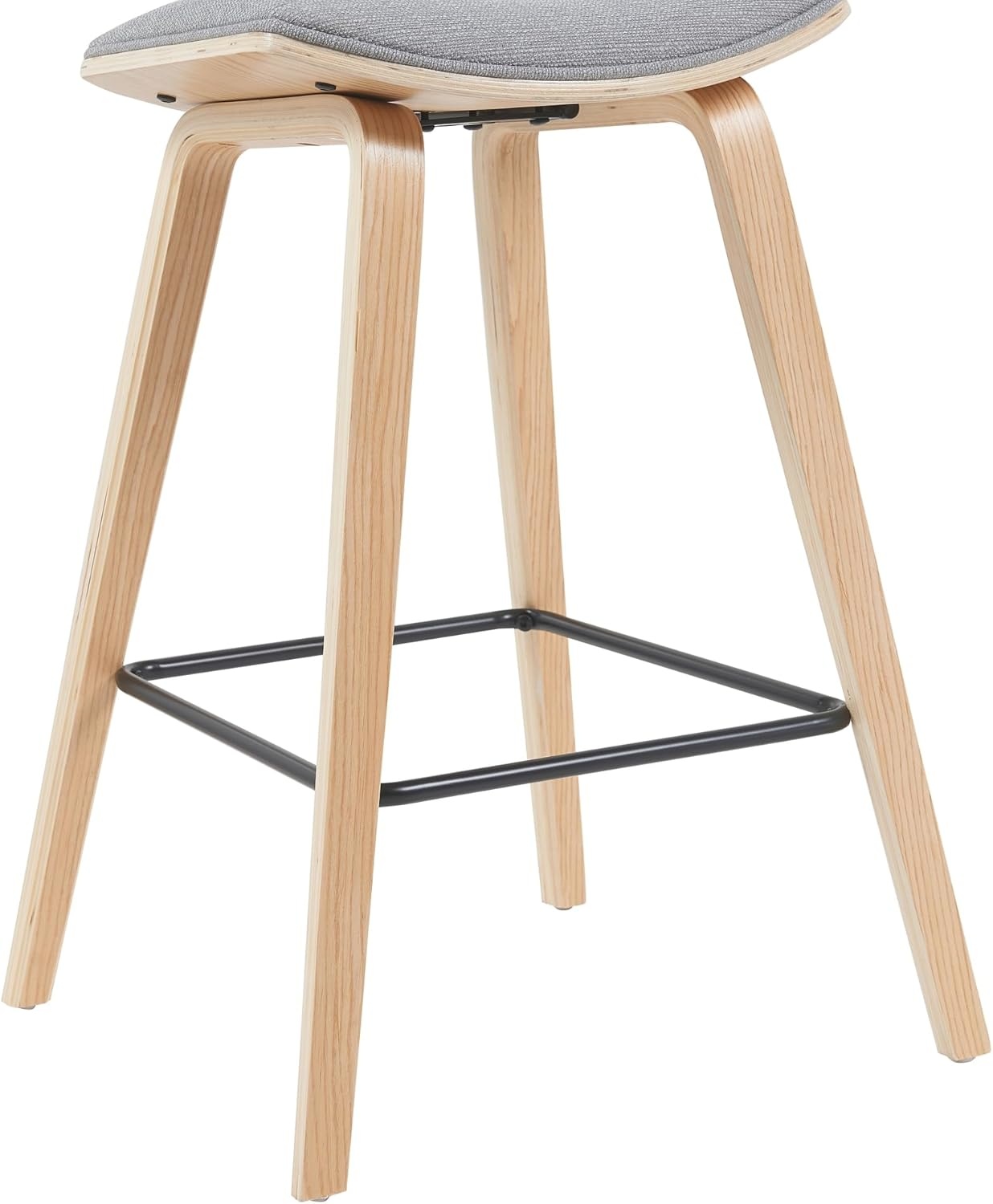 image:imageFox Modern Counter Height Bar Stool with Speckled Blue Upholstered Seat and Black Brushed Wood Frame Set of 2Grey FabricOak